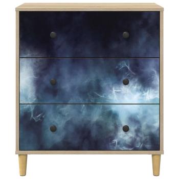 Kommode RAALTE Blaue Marmorierung 66 x 36,5 x 75 cm Sonoma