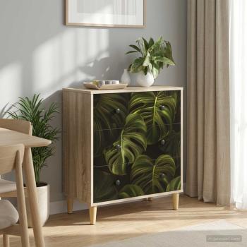 ARDEBO.de - Kommode ELBURG Palmblattmuster 66 x 36,5 x 75 cm Holzwerkstoff