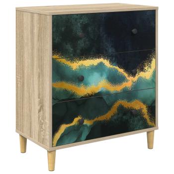 Kommode WIJHE Türkis marmorierte Optik 66 x 36,5 x 75 cm Sonoma