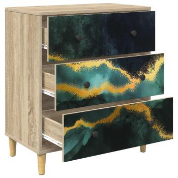 Kommode WIJHE Türkis marmorierte Optik 66 x 36,5 x 75 cm Sonoma