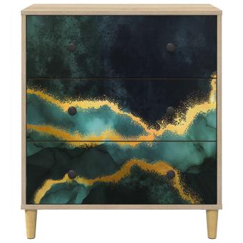 Kommode WIJHE Türkis marmorierte Optik 66 x 36,5 x 75 cm Sonoma