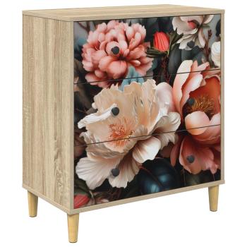 Kommode BORNE Licht Pfingstrose Druck 66 x 36,5 x 75 cm Sonoma