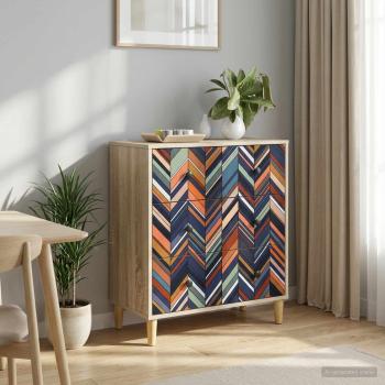 ARDEBO.de - Kommode OMMEN Geometrischer Druck 66 x 36,5 x 75 cm Sonoma