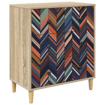 Kommode OMMEN Geometrischer Druck 66 x 36,5 x 75 cm Sonoma