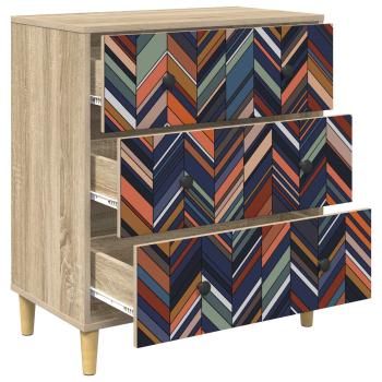 Kommode OMMEN Geometrischer Druck 66 x 36,5 x 75 cm Sonoma