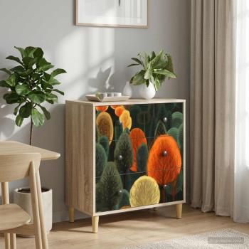 ARDEBO.de - Kommode ZAANDAM Waldmuster 66 x 36,5 x 75 cm Holzwerkstoff