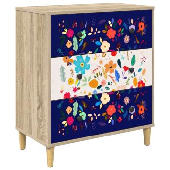 Kommode MAINZ Blumenmuster 66 x 36,5 x 75 cm Holzwerkstoff