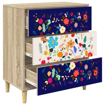 Kommode MAINZ Blumenmuster 66 x 36,5 x 75 cm Holzwerkstoff