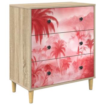 Kommode AACHEN Rosa Palmenprint 66 x 36,5 x 75 cm Holzwerkstoff