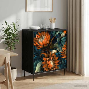 ARDEBO.de - Kommode LOCHEM Orangenmuster 66 x 36,5 x 76 cm Holzwerkstoff