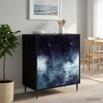 ARDEBO.de - Kommode RAALTE Blaue Marmorierung 66 x 36,5 x 76 cm
