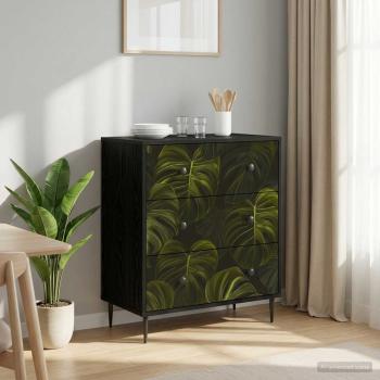 ARDEBO.de - Kommode ELBURG Palmblattmuster 66 x 36,5 x 76 cm Holzwerkstoff