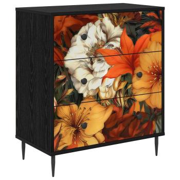 Kommode GENNEP Lilienmuster 66 x 36,5 x 76 cm Holzwerkstoff