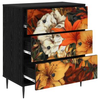 Kommode GENNEP Lilienmuster 66 x 36,5 x 76 cm Holzwerkstoff