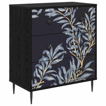 Kommode DOKKUM Blaues Farnmuster 66 x 36,5 x 76 cm