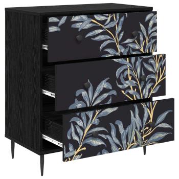 Kommode DOKKUM Blaues Farnmuster 66 x 36,5 x 76 cm