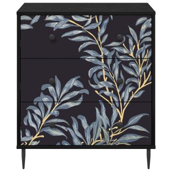 Kommode DOKKUM Blaues Farnmuster 66 x 36,5 x 76 cm