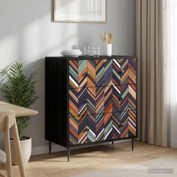 ARDEBO.de - Kommode OMMEN Geometrischer Druck 66 x 36,5 x 76 cm