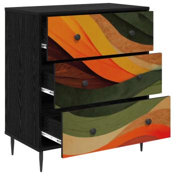 Kommode BONN Retro-Wellenmuster 66 x 36,5 x 76 cm Holzwerkstoff