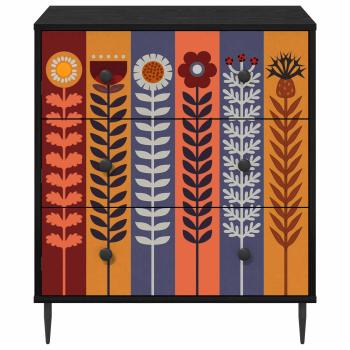 Kommode ESSEN Sonnenblumenmuster 66 x 36,5 x 76 cm