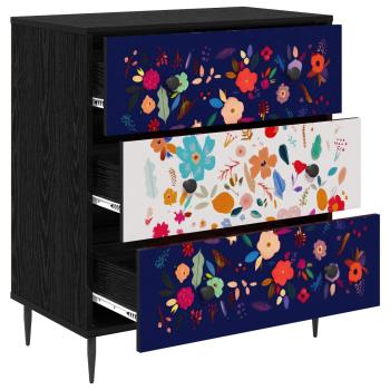 Kommode MAINZ Blumenmuster 66 x 36,5 x 76 cm Holzwerkstoff