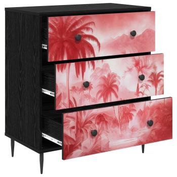 Kommode AACHEN Rosa Palmenprint 66 x 36,5 x 76 cm Holzwerkstoff