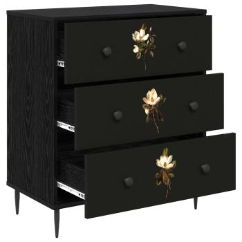 Kommode BREMEN Magnolienmuster 66 x 36,5 x 76 cm Holzwerkstoff