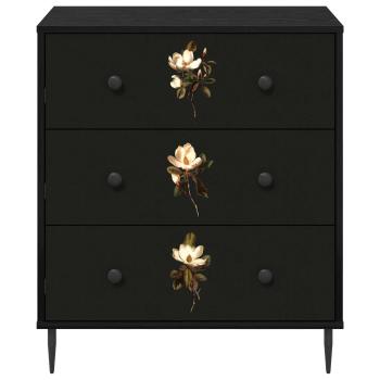 Kommode BREMEN Magnolienmuster 66 x 36,5 x 76 cm Holzwerkstoff
