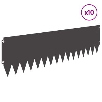 Rasenkante 10 stk. 103 x 30 cm Stahl Schwarz