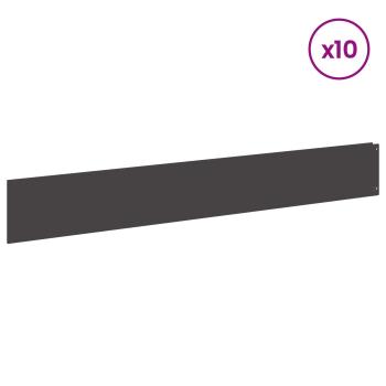 Rasenkante 10 stk. 100 x 15 cm Stahl Schwarz