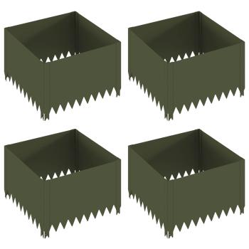 Raseneinfassung 4 stk. 60 x 60 x 35 cm Stahl Olivgrün