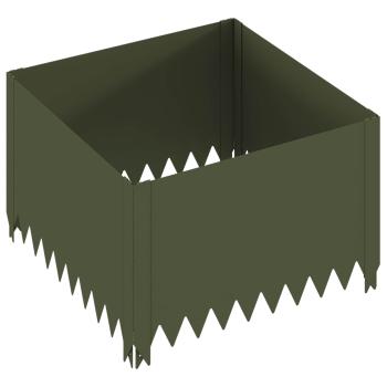 Raseneinfassung 4 stk. 60 x 60 x 35 cm Stahl Olivgrün