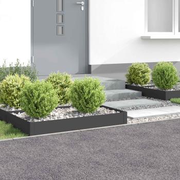 ARDEBO.de - Raseneinfassung 4 stk. 100 x 60 x 20 cm Stahl Schwarz