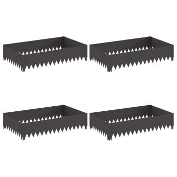 Raseneinfassung 4 stk. 100 x 60 x 20 cm Stahl Schwarz