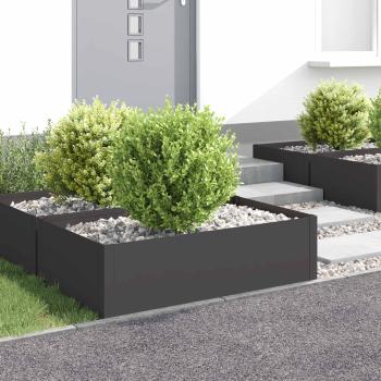 ARDEBO.de - Raseneinfassung 4 stk. 100 x 60 x 35 cm Stahl Schwarz
