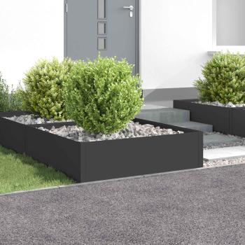 ARDEBO.de - Raseneinfassung 4 stk. 100 x 100 x 35 cm Stahl Schwarz
