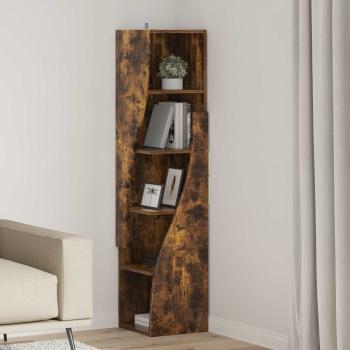 ARDEBO.de - Eckschrank 32 x 32 x 140 cm Holzwerkstoff Räuchereiche