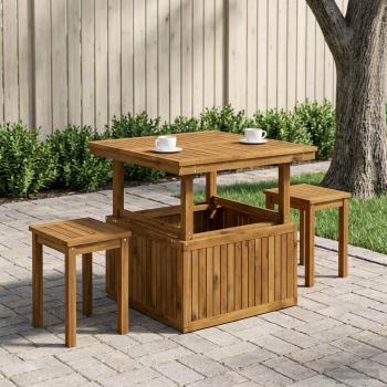 ARDEBO.de - Gartenkaffee Tisch aus massivem Akazienholz höhenverstellbar