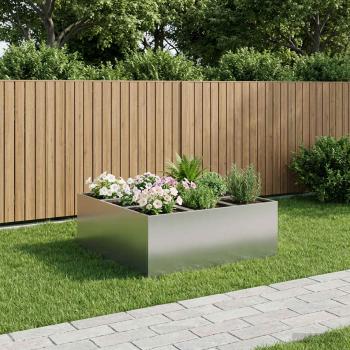 ARDEBO.de - Garten-Pflanzgefäß Silber 100 x 100 x 50 cm Verzinkter Stahl