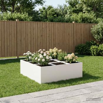 ARDEBO.de - Garten-Pflanzgefäß Weiß 100 x 100 x 30 cm Kaltgewalzter Stahl