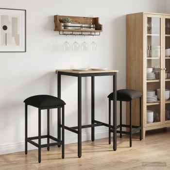 ARDEBO.de - Barhocker 2 Stk. Schwarz 40 x 32 x 74 cm Holzwerkstoff