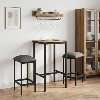 ARDEBO.de - Barhocker 2 stk. Hellgrau 40 x 32 x 74 cm Holzwerkstoff