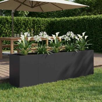 ARDEBO.de - Garten-Pflanzgefäß Schwarz 200 x 40 x 60 cm Kaltgewalzter Stahl