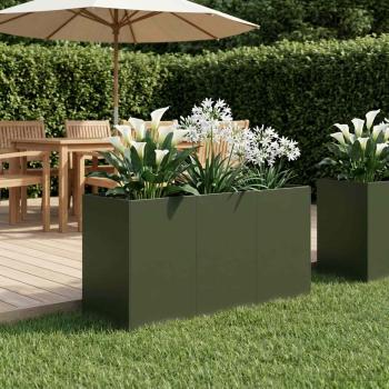 ARDEBO.de - Garten-Pflanzgefäß Olivgrün 120 x 40 x 60 cm