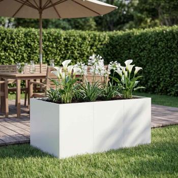 ARDEBO.de - Garten-Pflanzgefäß Weiß 120 x 80 x 60 cm Kaltgewalzter Stahl