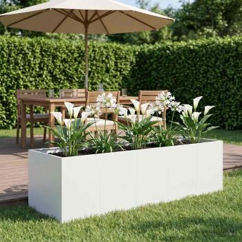 ARDEBO.de - Garten-Pflanzgefäß Weiß 200 x 80 x 60 cm Kaltgewalzter Stahl
