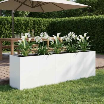 ARDEBO.de - Garten-Pflanzgefäß Weiß 200 x 40 x 60 cm Kaltgewalzter Stahl