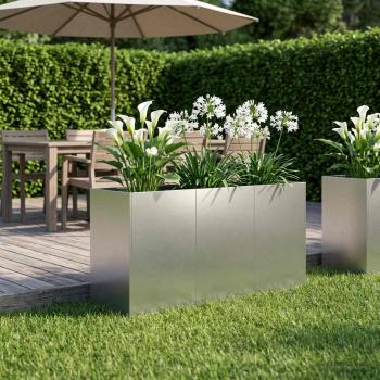 ARDEBO.de - Garten-Pflanzgefäß Silber 120 x 40 x 60 cm Edelstahl