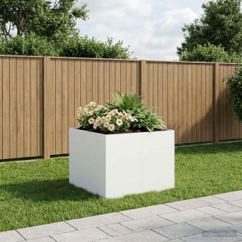 ARDEBO.de - Garten-Pflanzgefäß Weiß 80 x 80 x 60 cm Kaltgewalzter Stahl