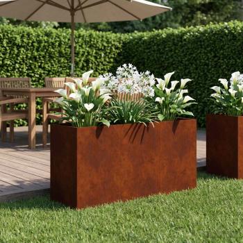 ARDEBO.de - Garten-Pflanzgefäß Rostoptik 120 x 40 x 60 cm Wetterfeststahl